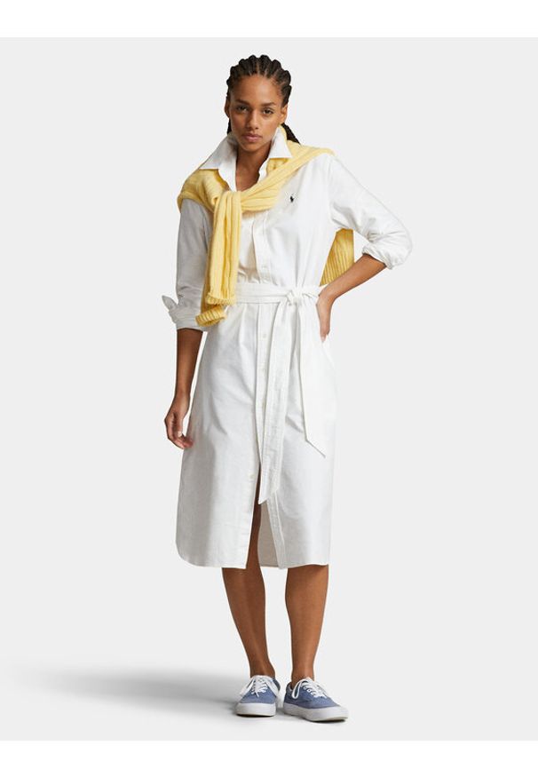 Polo Ralph Lauren Sukienka koszulowa N Cory Dr 211928804001 Biały Straight Fit. Typ kołnierza: polo. Kolor: biały. Materiał: bawełna. Typ sukienki: koszulowe