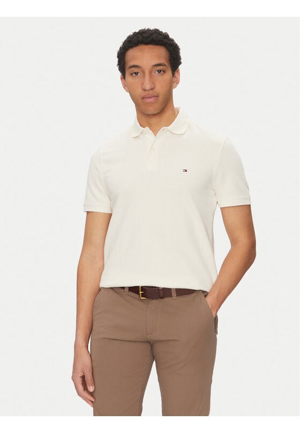 TOMMY HILFIGER - Tommy Hilfiger Polo Vertical MW0MW38951 Żółty Regular Fit. Typ kołnierza: polo. Kolor: żółty. Materiał: bawełna
