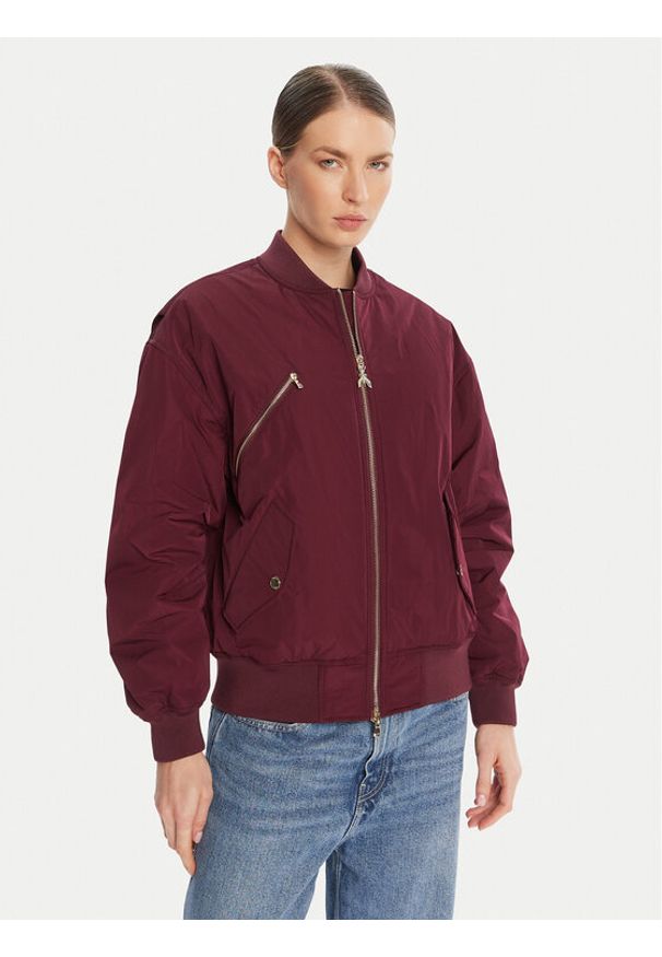 Patrizia Pepe Kurtka bomber 8O0185 A619 Bordowy Regular Fit. Kolor: czerwony. Materiał: syntetyk
