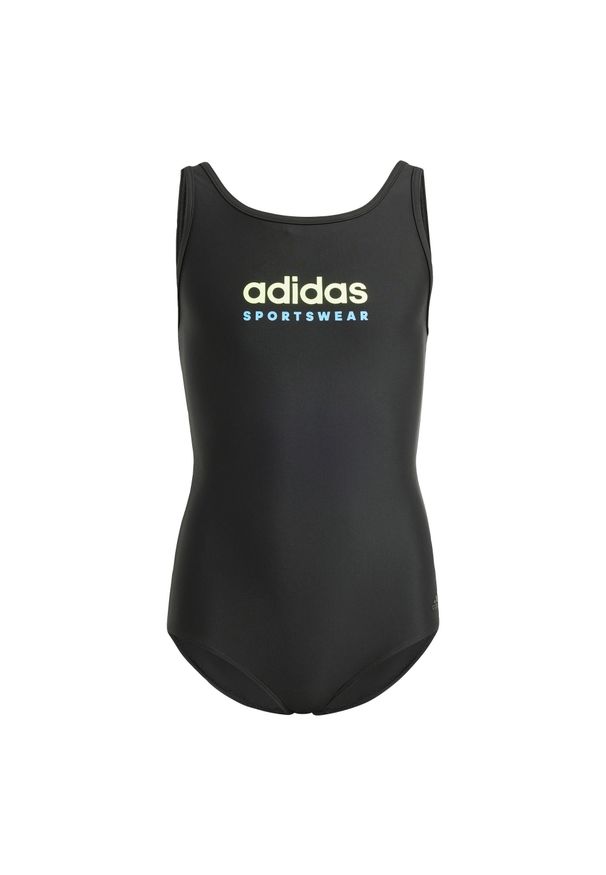 Adidas - Strój kąpielowy Sportswear U-Back Kids. Kolor: zielony, czarny, wielokolorowy. Materiał: materiał