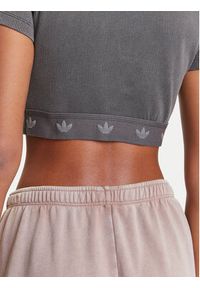 Adidas - adidas T-Shirt Ribbed JD0041 Szary Slim Fit. Kolor: szary. Materiał: bawełna