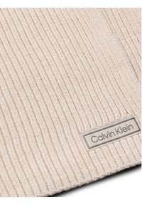 Calvin Klein Szal Patch Chunky Rib Cotton Scarf LV04D8055G Beżowy. Kolor: beżowy. Materiał: materiał, bawełna #3
