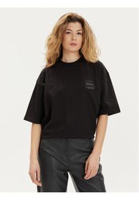 Calvin Klein Jeans T-Shirt Warp Logo J20J223166 Czarny Boyfriend Fit. Kolor: czarny. Materiał: bawełna #1
