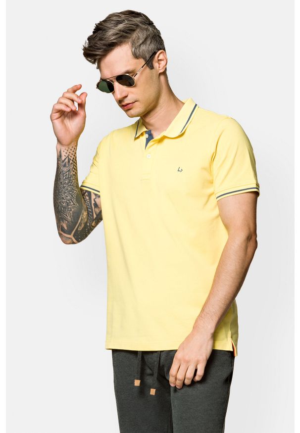 Lancerto - Koszulka Polo Bawełniana Żółta 2 Adrian. Typ kołnierza: polo. Kolor: żółty. Materiał: bawełna