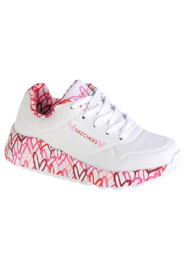 skechers - Buty sportowe Sneakersy dziewczęce, Skechers Uno Lite. Okazja: na co dzień. Zapięcie: sznurówki. Kolor: biały. Materiał: syntetyk, materiał, tkanina. Szerokość cholewki: normalna. Sport: turystyka piesza