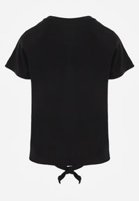 Renee - Czarny Bawełniany T-shirt Wiązany u Dołu Sunalina. Okazja: na co dzień. Kolor: czarny. Materiał: bawełna. Styl: casual #2