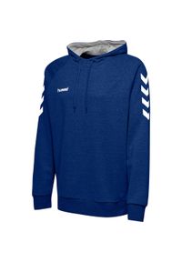 Bluza sportowa z kapturem męska Hummel Go Cotton Hoodie. Typ kołnierza: kaptur. Kolor: biały, wielokolorowy, niebieski. Sport: taniec, joga i pilates