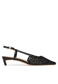 TOMMY HILFIGER - Tommy Hilfiger Sandały Mono Squared Toe Kitten Slingb FW0FW08746 Czarny. Kolor: czarny. Materiał: materiał #1
