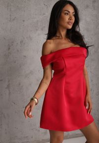 Renee - Czerwona Koktajlowa Sukienka Hiszpanka VICES Typu Bombka Iaonara. Typ kołnierza: dekolt hiszpanka. Kolor: czerwony. Materiał: poliester. Typ sukienki: bombki. Styl: wizytowy #2