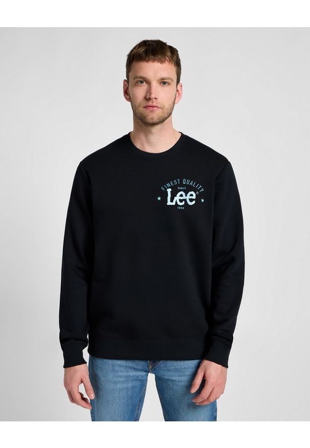 Lee - MESKA BLUZA LEE LOGO CREW SWS JET BLACK 112355660