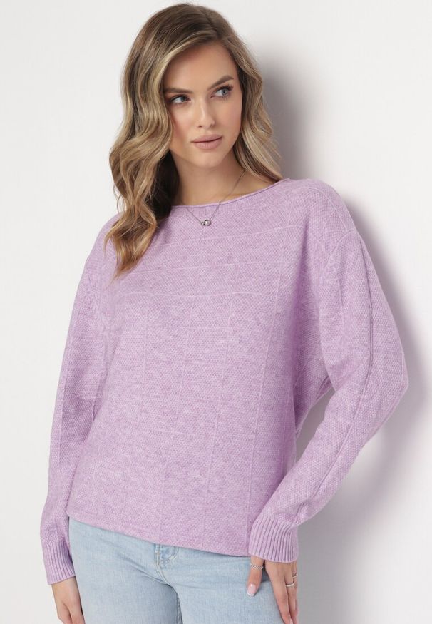 Born2be - Jasnofioletowy Klasyczny Sweter z Długim Rękawem Darissa. Kolor: fioletowy. Materiał: tkanina, dzianina. Długość rękawa: długi rękaw. Długość: długie. Styl: klasyczny