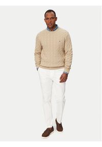 TOMMY HILFIGER - Tommy Hilfiger Sweter MW0MW33132 Beżowy Regular Fit. Kolor: beżowy. Materiał: bawełna #3