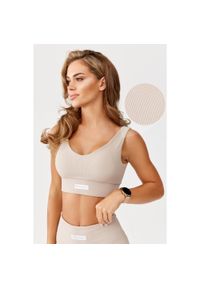 ROUGH RADICAL - Stanik sportowy fitness Rough Radical Sports Bra Harmony. Kolor: beżowy. Sport: fitness