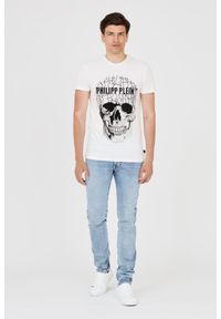 Philipp Plein - PHILIPP PLEIN T-shirt biały z popękaną czaszką. Kolor: biały