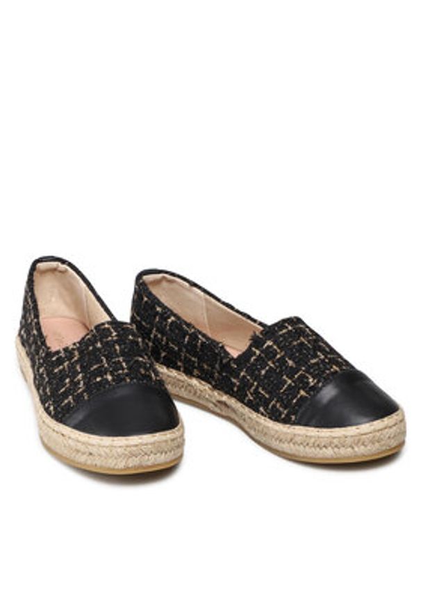DeeZee Espadryle WSS990-104 Czarny. Kolor: czarny. Materiał: skóra