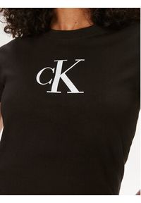 Calvin Klein Jeans T-Shirt Satin J20J222343 Czarny Slim Fit. Kolor: czarny. Materiał: bawełna