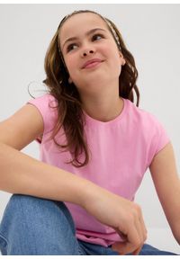 bonprix - T-shirt z czystej bawełny organicznej. Kolor: różowy. Materiał: bawełna. Długość rękawa: krótki rękaw. Długość: krótkie. Wzór: gładki #3