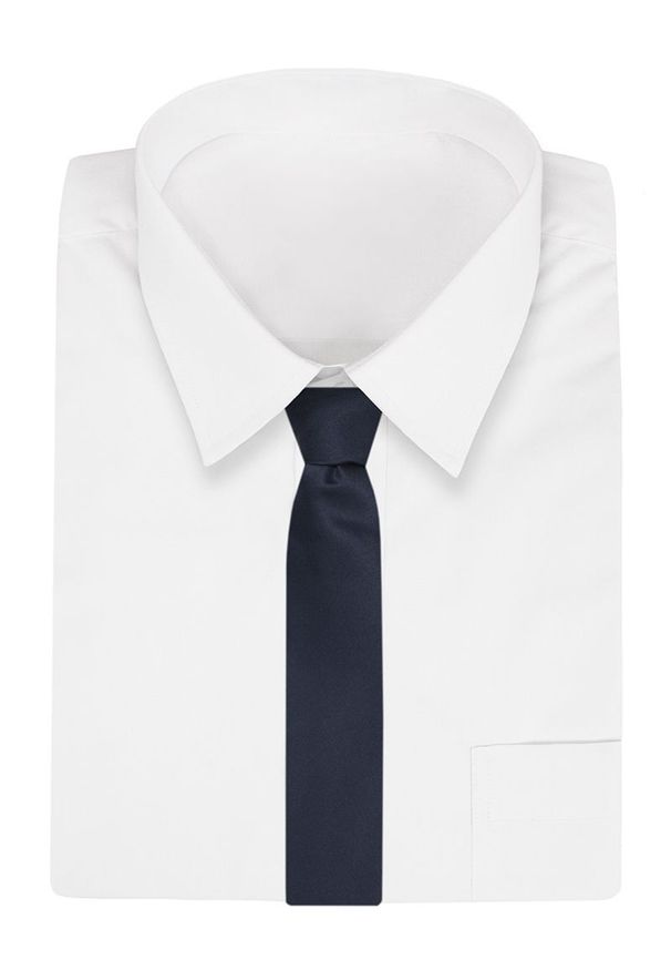 Granatowy Jednokolorowy Męski Krawat -Chattier- 8cm, Klasyczny, Elegancki, Gładki, Szeroki. Kolor: niebieski. Materiał: tkanina. Wzór: gładki. Styl: klasyczny, elegancki