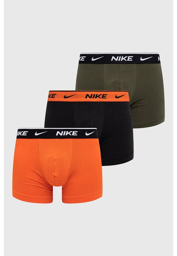 Nike bokserki (3-pack) męskie kolor pomarańczowy. Kolor: pomarańczowy. Materiał: tkanina, włókno, skóra