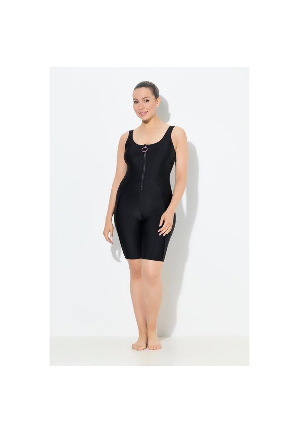 ULLA POPKEN - Damski Kostium kąpielowy długie nogawki bez miękkich miseczek. Kolekcja: plus size. Kolor: czarny. Materiał: elastan, poliamid, materiał. Długość: długie