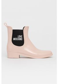 Love Moschino Kalosze damskie kolor różowy. Nosek buta: okrągły. Kolor: różowy. Materiał: guma