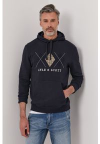 Lyle & Scott - Bluza bawełniana. Okazja: na co dzień. Typ kołnierza: kaptur. Kolor: niebieski. Materiał: bawełna. Wzór: aplikacja. Styl: casual #1