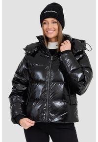 Karl Lagerfeld - KARL LAGERFELD Czarna damska kurtka Hooded Down Jacket, Rozmiar S. Kolor: czarny. Materiał: poliamid, materiał, puch. Długość rękawa: długi rękaw. Długość: długie #4
