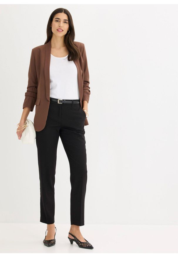 bonprix - Spodnie biznesowe, petite. Okazja: na spotkanie biznesowe. Kolekcja: petite. Kolor: czarny. Styl: elegancki, biznesowy