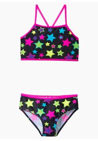 bonprix - Bikini (2 części), z poliamidu z recyklingu. Kolor: czarny. Materiał: poliamid. Wzór: gładki, nadruk, aplikacja, kolorowy #1