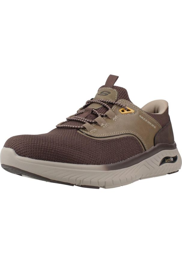 skechers - Buty SKECHERS SLIP-INS ARCH FIT CROSSER - CHOZEN Brązowy. Kolor: brązowy. Materiał: tkanina, syntetyk