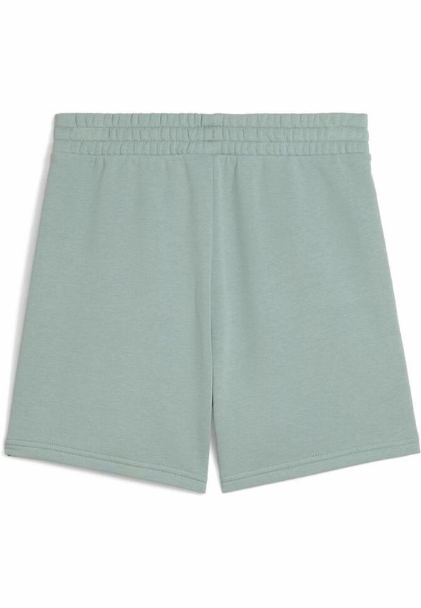 Puma - Damskie szorty z wysokim stanem i małym logo No.1 ESS 5'' PUMA Green Moon. Stan: podwyższony. Kolor: zielony