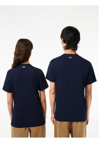 Lacoste T-Shirt TH1147 Granatowy Regular Fit. Kolor: niebieski. Materiał: bawełna