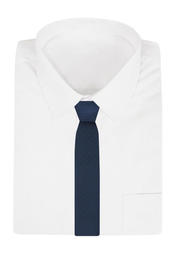 Krawat Męski - Angelo di Monti - Granatowy z Delikatną Fakturą na Materiale. Kolor: niebieski. Materiał: materiał. Styl: elegancki, wizytowy