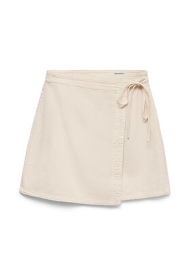 Vero Moda Spódnica jeansowa Liza 10332535 Beżowy jasny Regular Fit. Kolor: beżowy. Materiał: bawełna