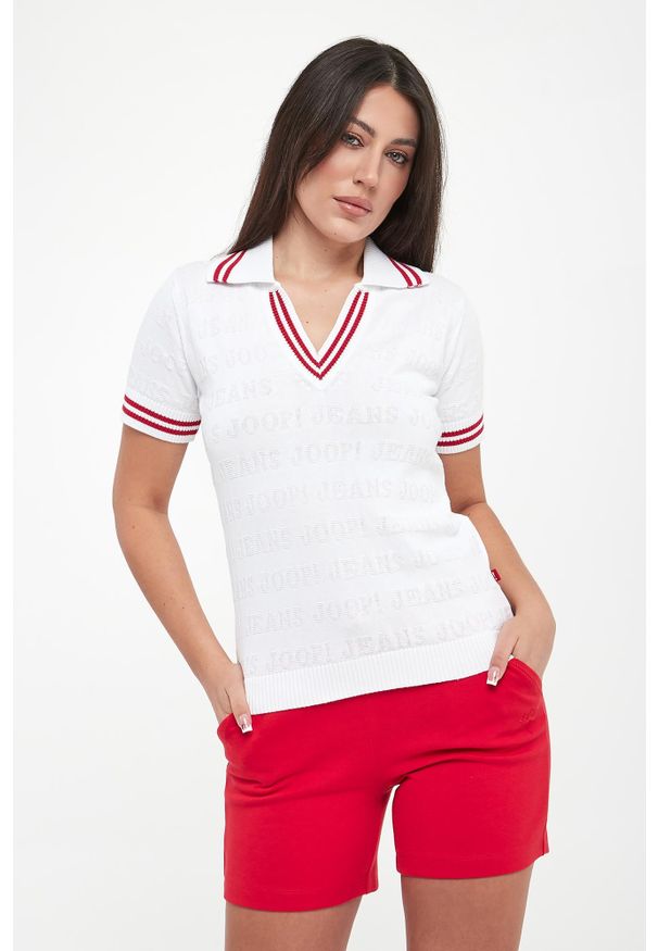JOOP! Jeans - Polo damskie z tłoczonym logo Kalena JOOP! JEANS. Typ kołnierza: polo