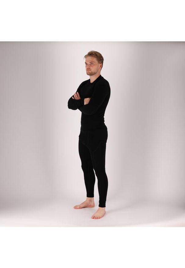 XTREME - Męskie spodnie termiczne Wełna Merino Premium. Kolor: czarny. Materiał: wełna