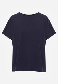 Born2be - Granatowy T-shirt Bawełniany Klasyczny o Fasonie Oversize z Dłuższym Tyłem Nemedora. Okazja: na co dzień. Kolor: niebieski. Materiał: bawełna. Długość: długie. Styl: klasyczny #7