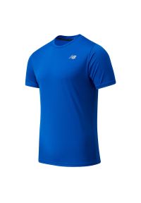 Koszulka New Balance MT11205TRY - niebieska. Kolor: niebieski. Materiał: poliester, materiał. Sport: fitness