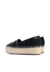 Karl Lagerfeld Espadryle "Kamini Platform" | KL80308 900 / Kamini Platform | Kobieta | Czarny. Zapięcie: bez zapięcia. Kolor: czarny. Materiał: materiał, skóra, guma. Wzór: napisy. Obcas: na platformie #2