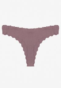 Born2be - Fioletowe Bawełniane Majtki Stringi z Prążkowanej Tkaniny Eziane. Kolor: fioletowy. Materiał: tkanina, bawełna, prążkowany #2