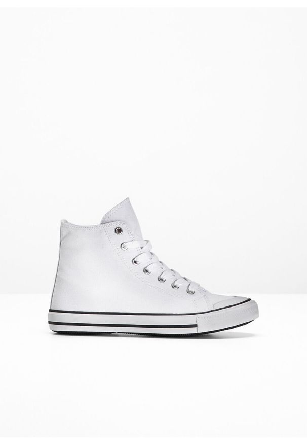 Wysokie sneakersy bonprix biały. Kolor: biały. Materiał: materiał, syntetyk