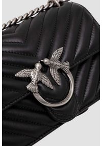 Pinko - PINKO Czarna kopertówka damska ze srebrnymi okuciami Love One Mini DC. Kolor: czarny. Styl: casual, elegancki, klasyczny, wizytowy #4
