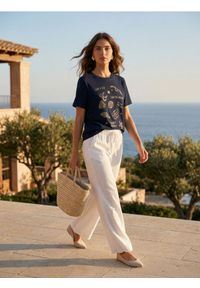 Sinsay - Bawełniana koszulka z krótkim rękawem - granatowy. Kolor: niebieski. Materiał: bawełna. Długość rękawa: krótki rękaw. Długość: krótkie #1