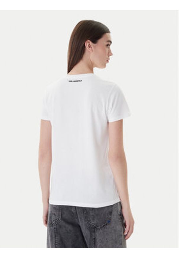 Karl Lagerfeld - KARL LAGERFELD T-Shirt A1W17019 Biały Regular Fit. Typ kołnierza: dekolt w karo. Kolor: biały. Materiał: bawełna