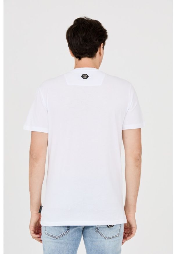 Philipp Plein - PHILIPP PLEIN T-shirt męski biały z dużym logo. Kolor: biały