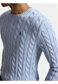 Polo Ralph Lauren Sweter Cable 710775885545 Niebieski jasny Regular Fit. Typ kołnierza: polo. Kolor: niebieski. Materiał: bawełna #5