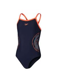 Strój pływacki jednoczęściowy dziecięcy Speedo Platisol Placement Thinstrap Musc. Kolor: niebieski, czarny