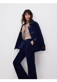 Reserved - Sztruksowe spodnie straight - granatowy. Kolor: niebieski. Materiał: sztruks #1