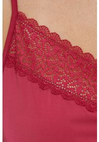 Calvin Klein Underwear - Koszula nocna. Kolor: czerwony. Materiał: dzianina, koronka