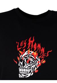 Les Hommes T-Shirt "On Fire" | LBT1002700P | Mężczyzna | Czarny. Okazja: na co dzień. Kolor: czarny. Materiał: bawełna. Wzór: nadruk. Styl: casual #3